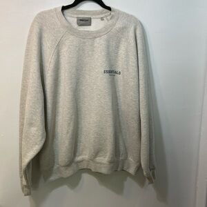 293 Essential Fear Of God Men’s Grey/Cream Long Sleeve Crewneck Sweater.…